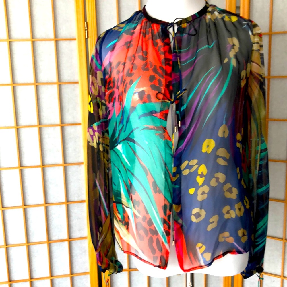Salvatore Ferragamo Silk Sheer blouse, hardly worn size 38 4/6 mixed colors